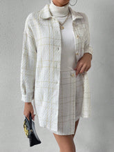 Women's Plaid Button-down Off-the-shoulder Jacket And Skirt Two-piece Set